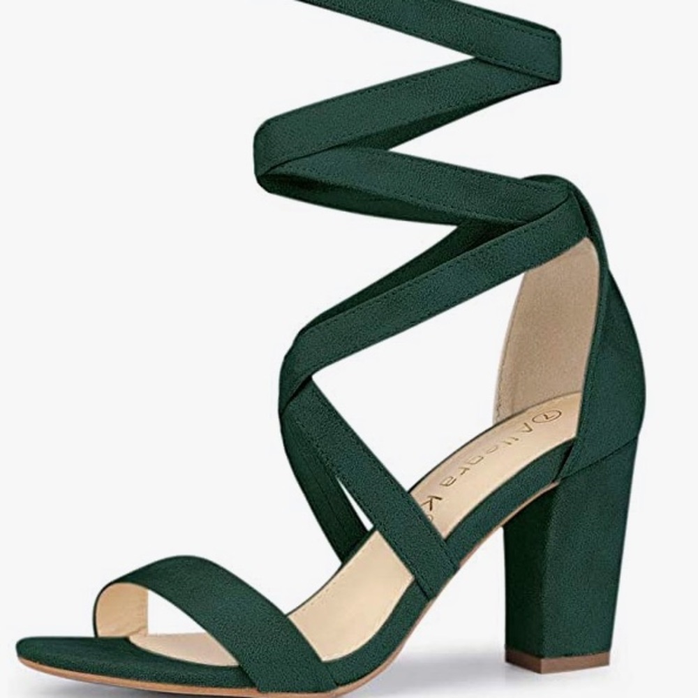 Green lace up heels